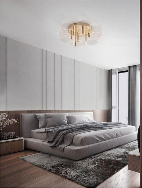 Nova Luce Stropní LED svítidlo GATLIN mosazný zlatý kov a akryl 41W 3000K stmívatelné