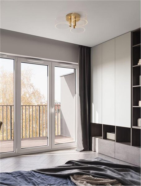 Nova Luce Stropní LED svítidlo GATLIN mosazný zlatý kov a akryl 20.5W 3000K stmívatelné