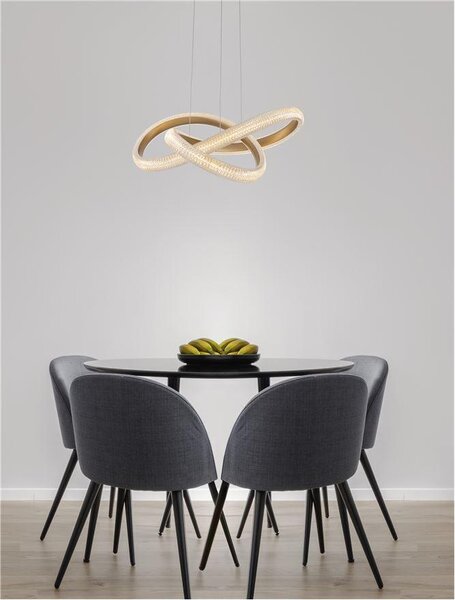 Nova Luce Závěsné LED svítidlo MEDORA mosazný zlatý hliník a akryl 42W 3000K stmívatelné