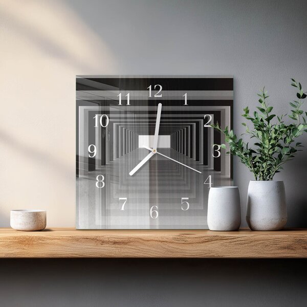 Skleněné hodiny 3D tunel zskb-30x30-00057512