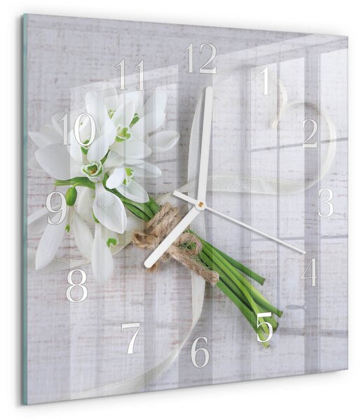Skleněné hodiny Kytice květin zskb-30x30-00087182