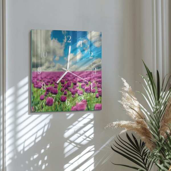 Skleněné hodiny Tulipány zskb-30x30-00085095
