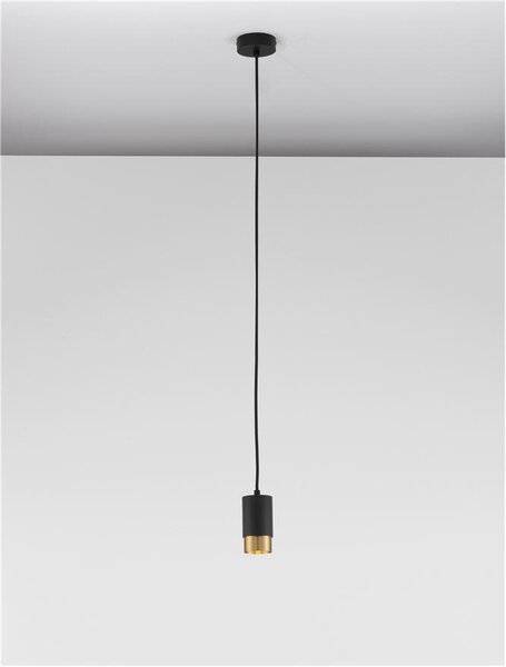 Nova Luce Závěsné svítidlo POGNO černá a zlatý hliník GU10 1x10W