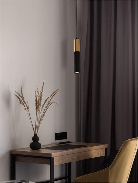 Nova Luce Závěsné svítidlo POGNO černá a zlatý hliník GU10 1x10W