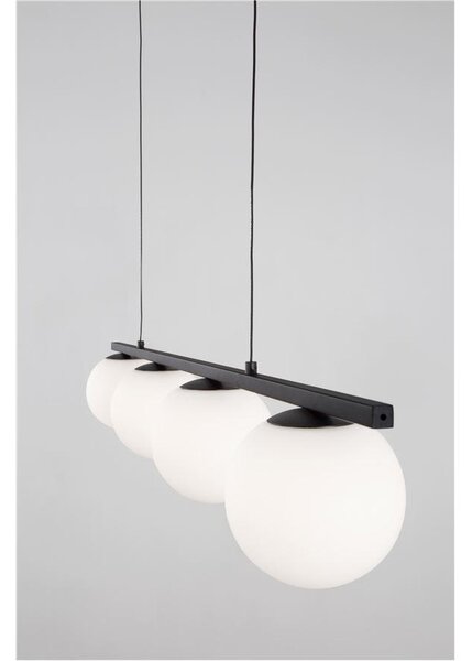 Nova Luce Závěsné svítidlo JOLINE černý kov a hliník bílé opálové sklo LED 32W 3200K