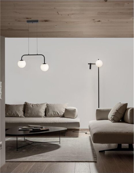 Nova Luce Závěsné svítidlo JOLINE černý kov a hliník bílé opálové sklo LED 16W 3200K