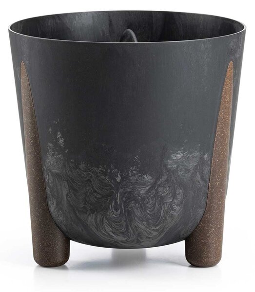 PLASTOVÝ KVĚTINÁČ MOSS 26X25 CM IMITACE BETONU ČERNÁ