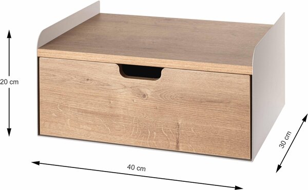 NOČNÍ STOLEK, barvy dubu, kašmírová, 40/20/30 cm, Online Only