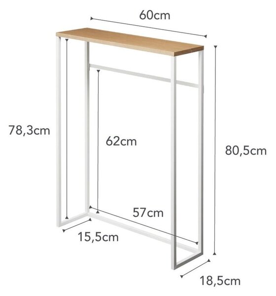 Bílo-světle hnědý konzolový stolek 18.5x60 cm Tower – YAMAZAKI