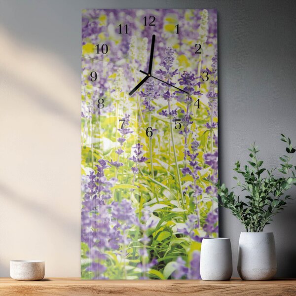 Skleněné hodiny vertikální Levandule zsppc-30x60-00175249