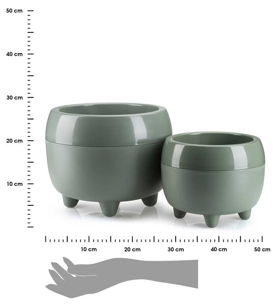 PLASTOVÝ KVĚTINÁČ BOTANICE SADA 2KS 30X24 CM+23X18,5 CM ZELENÁ