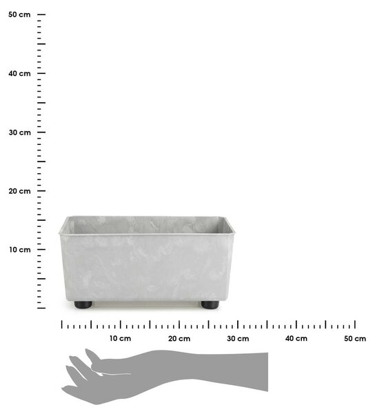 PLASTOVÝ KVĚTINÁČ SALVIA 28,5X17 CM IMITACE BETONU ŠEDÁ