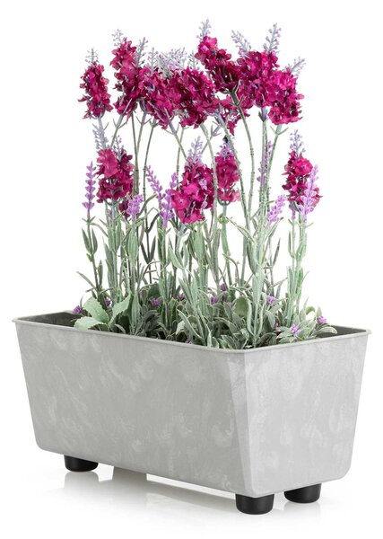 PLASTOVÝ KVĚTINÁČ SALVIA 28,5X17 CM IMITACE BETONU ŠEDÁ