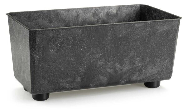 PLASTOVÝ KVĚTINÁČ SALVIA 28,5X17 CM IMITACE BETONU ČERNÁ