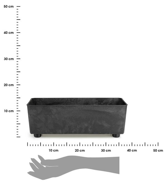 PLASTOVÝ KVĚTINÁČ SALVIA 37,5X17 CM IMITACE BETONU ČERNÁ