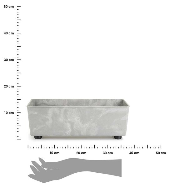 PLASTOVÝ KVĚTINÁČ SALVIA 37,5X17 CM IMITACE BETONU ŠEDÁ