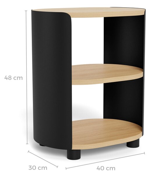 NOČNÍ STOLEK, přírodní barvy, černá, 40/48/30 cm, Online Only