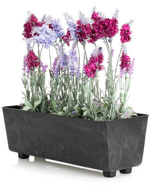PLASTOVÝ KVĚTINÁČ SALVIA 37,5X17 CM IMITACE BETONU ČERNÁ