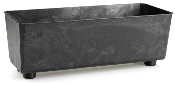 PLASTOVÝ KVĚTINÁČ SALVIA 37,5X17 CM IMITACE BETONU ČERNÁ