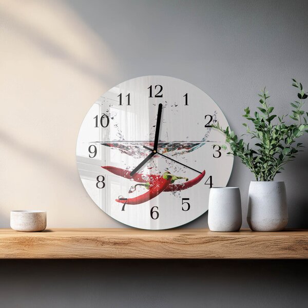 Skleněné nástěnné hodiny Chilli papričky zsoc-fi30-00171907