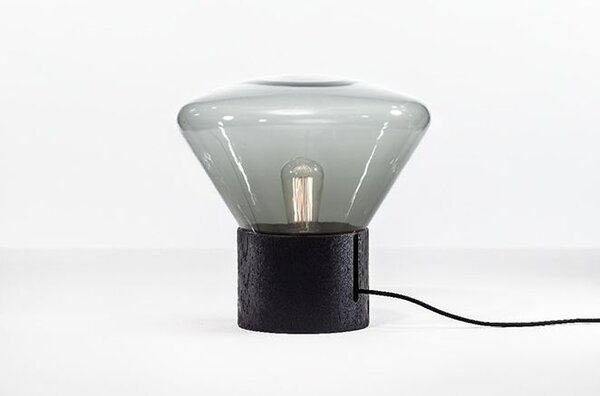 Brokis PC00849_004 Muffins wood 01, designová lampa z foukaného skla, šedé kouřové sklo/černé dřevo, 1x60W E27, výška 34,5cm