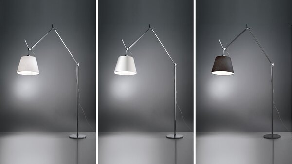 Artemide Designová stojací lampa Tolomeo Mega, 1xE27, hliník, s vypínačem Materiál stínidla: Hedvábná saténová textilie, Průměr stínidla: 32 cm