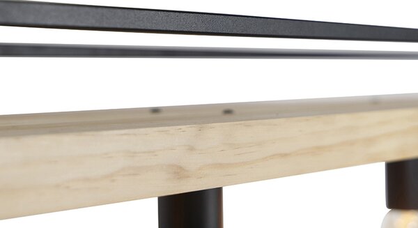 Chytré závěsné svítidlo černé se dřevem 4-světlo vč. Wifi G95 - Shelf