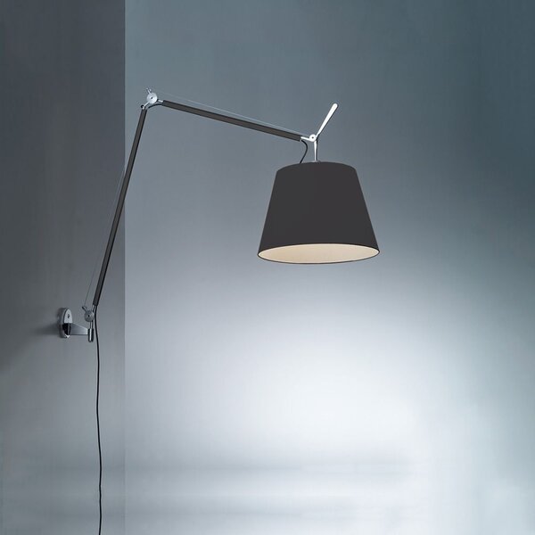 Artemide 63TOL Tolomeo Wall Mega černá lampa se stmívačem, 1x150W E27, černé stínítko prům. 32cm, max. délka 185cm