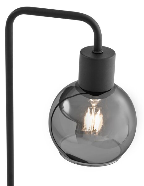 Stolní lampa Art Deco černá s kouřovým sklem - Vidro