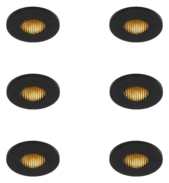 Sada 6 moderních koupelnových zapuštěných bodových svítidel černá IP54 - Shed Honey