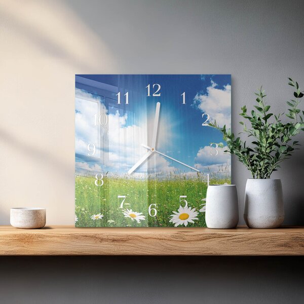 Skleněné hodiny Luční květiny zskb-30x30-00079902