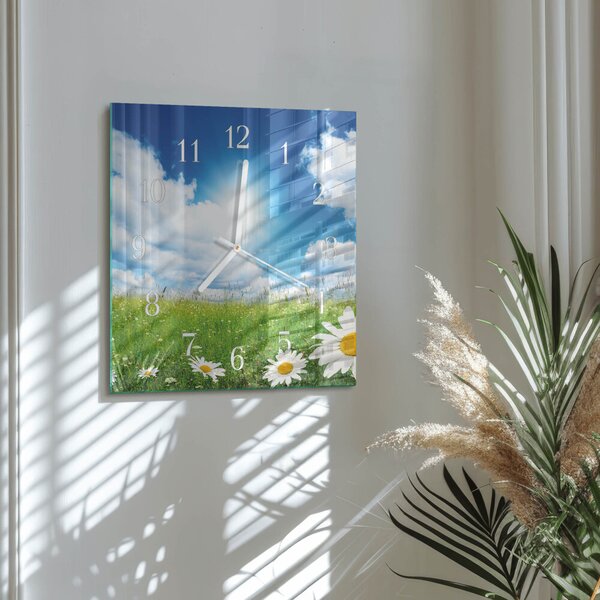 Skleněné hodiny Luční květiny zskb-30x30-00079902
