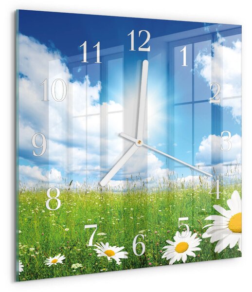 Skleněné hodiny Luční květiny zskb-30x30-00079902