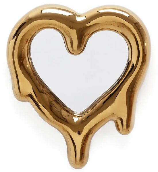 Seletti Zlatý porcelánový fotorámeček Melted Heart 35 x 30 cm
