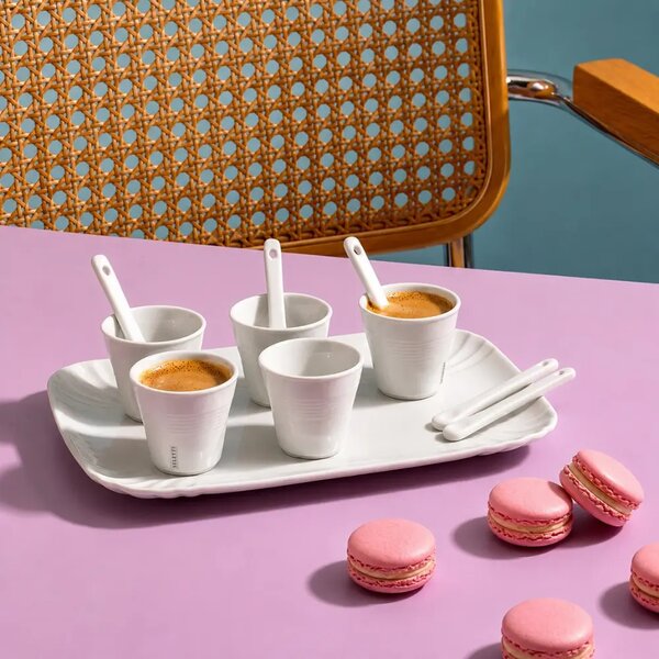 Seletti Sada šesti porcelánových šálků na espresso se lžičkami a podnosem Estetico Quotidiano