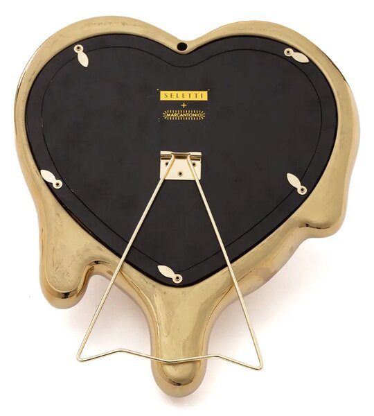 Seletti Zlatý porcelánový fotorámeček Melted Heart 35 x 30 cm
