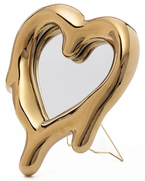 Seletti Zlatý porcelánový fotorámeček Melted Heart 35 x 30 cm