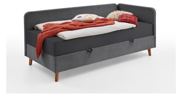 Tmavě šedá čalouněná jednolůžková postel s úložným prostorem 90x200 cm Cabana – Meise Möbel