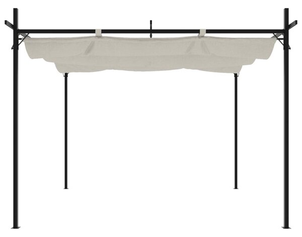 Pergola se zatahovací střechou krémová 295 x 292 x 230 cm