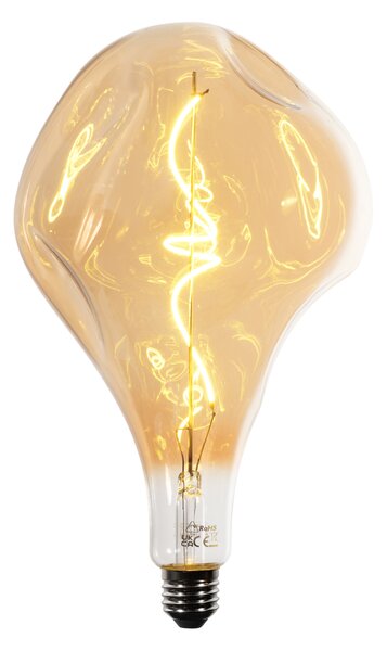 E27 stmívatelná LED žárovka se spirálovým vláknem PS160 jantarová 6W 340 lm 1800K
