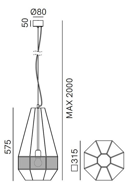 Il Fanale 295.01.MM Massira, moderní lustr z perforovaného plechu, 1x15W E27, výška 57,5cm