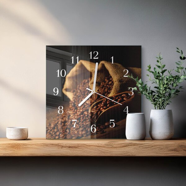 Skleněné hodiny Kávová zrna zskb-30x30-00083306