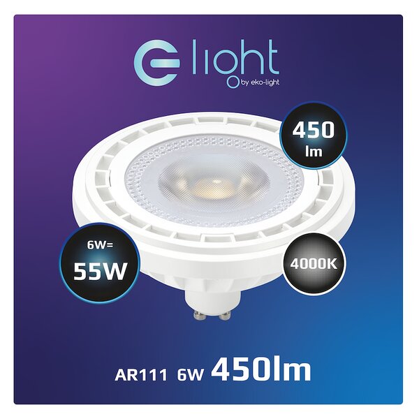 Halogenová LED žárovka GU10 neutrální 4000k 6w 450 lm bílá
