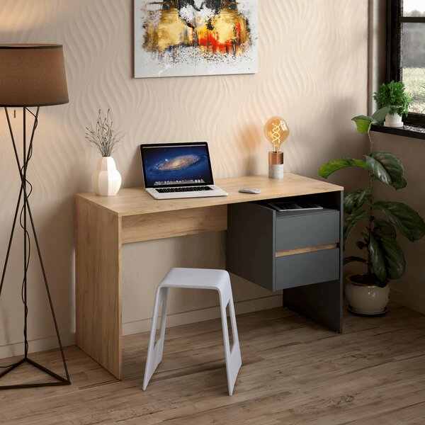KONDELA PC stůl, dub artisan/grafit, TULIO NEW