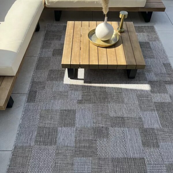 Makro Abra Kusový koberec Sisal MELISSA KM27A Kostky Geometrický šedý Rozměr: 60x100 cm