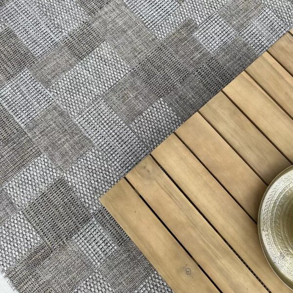 Makro Abra Kusový koberec Sisal MELISSA KM27A Kostky Geometrický šedý Rozměr: 60x100 cm