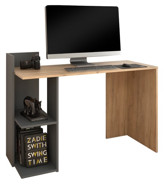 KONDELA PC stůl, dub artisan/grafit, ANDREO NEW