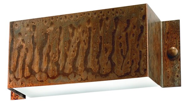 Il Fanale 252.03.RR Decori, hranaté nástěnné svítidlo z mědi pro nepřímé osvětlení, 1x15W E27, délka 28cm, IP54