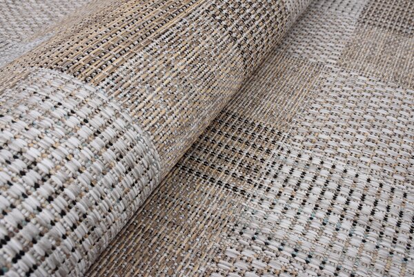 Makro Abra Kusový koberec Sisal MELISSA KM27A Kostky Geometrický šedý Rozměr: 60x100 cm