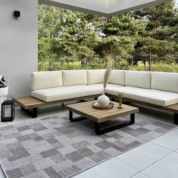 Makro Abra Kusový koberec Sisal MELISSA KM27A Kostky Geometrický šedý Rozměr: 60x100 cm